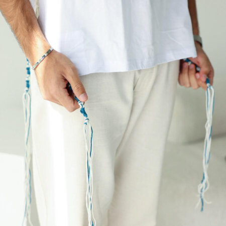 ציצית גופיה 100% צמר - פתיל תכלת עבודת יד