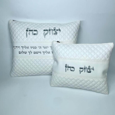 סט כיסויים לטלית ולתפילין דגם דוד ברכת כהנים אותיות בולטות