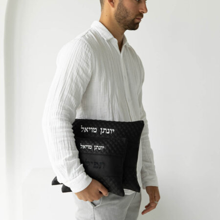 כיסויים לטלית ולתפילין דגם יונתן שחור כיסויים לטלית ולתפילין דגם יונתן שחור