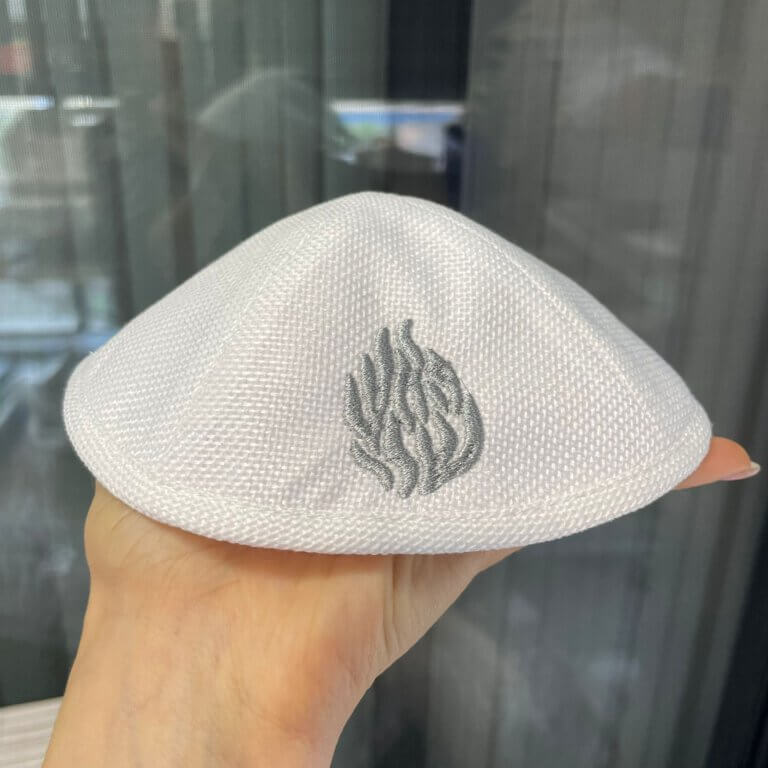 כיפה פשתן איכותית האש שלי צבע לבן