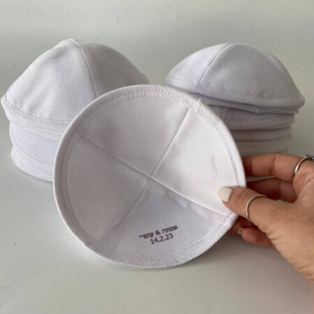 כיפות פשתן במגוון צבעים כולל הקדשה פנימית 50 יח'