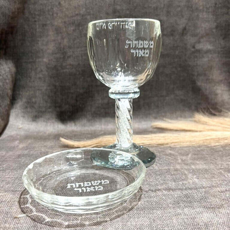 גביע קידוש קריסטל בחריטת לייזר