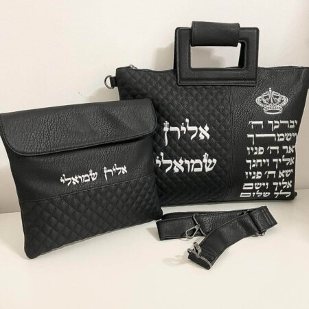 תיקים לטלית ולתפילין דגם כתר ברכת הכהנים- צבע שחור