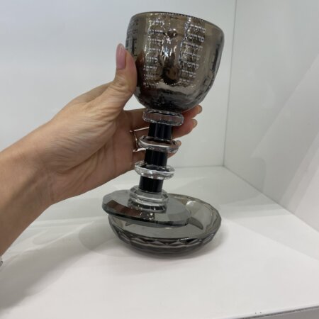 גביע קידוש מושחרת קריסטל ״דגם נהרות״