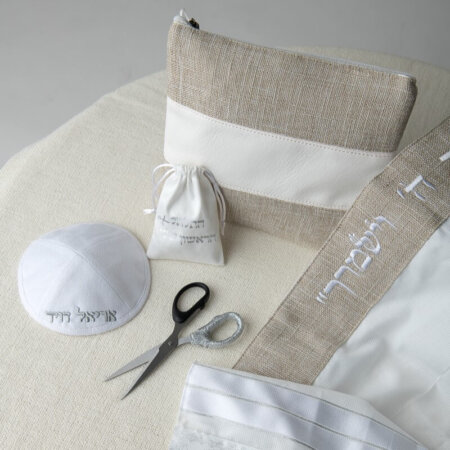 סט חאלקה דגם אור רקמה לבנה