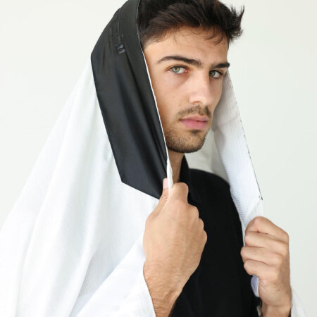 טלית אור חתנים- עטרה סאטן שחור יברכך שחור