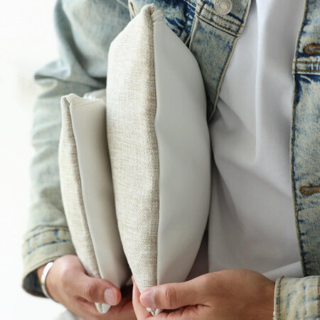 כיסויים לטלית ולתפילין דגם "רננו צדיקים" אבן