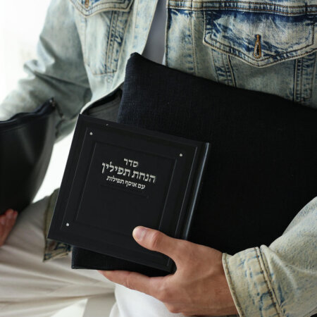 מארז סט כיסויים דגם ISRAEL שחור + סדר הנחת תפילין