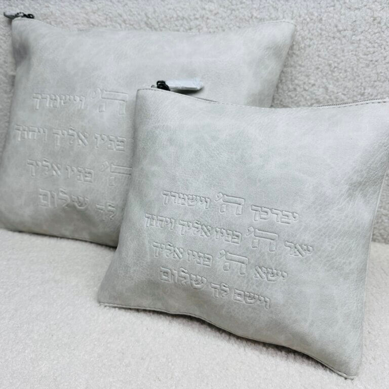 כיסויים לטלית תפילין דגם "ברכת כהנים" צבע אבן