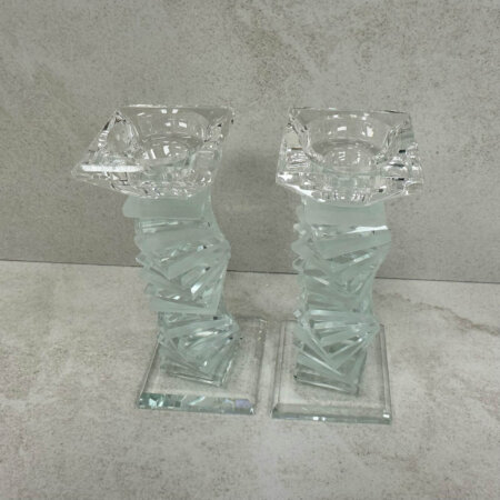 פמוטי קריסטל דגם "חן" חלבי