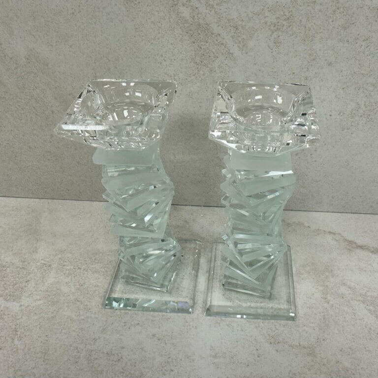 פמוטי קריסטל דגם "חן" חלבי