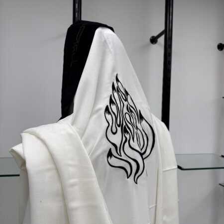 טלית צמר- עטרה קטיפה צבע שחור "האש שלי" black