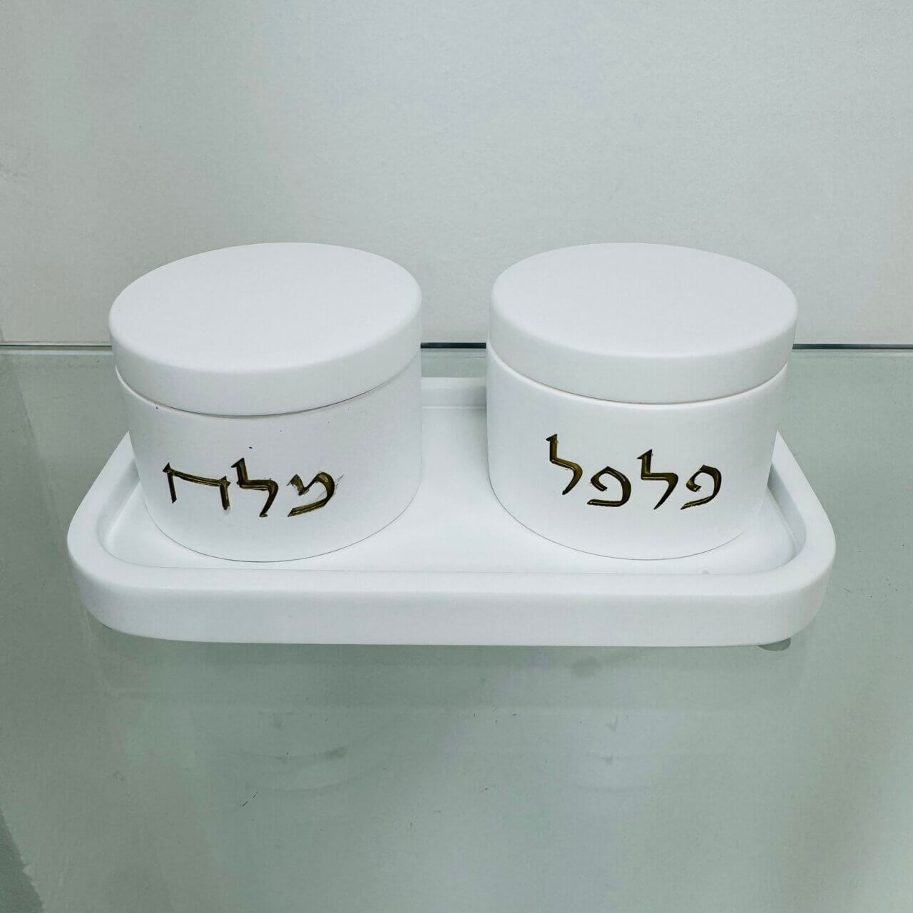 סט בטון- מלח פלפל לבן זהב