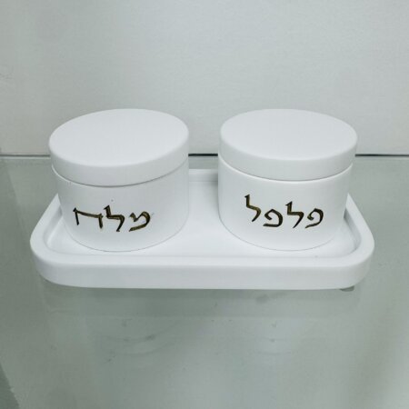 סט בטון- מלח פלפל לבן זהב סט בטון- מלח פלפל לבן זהב