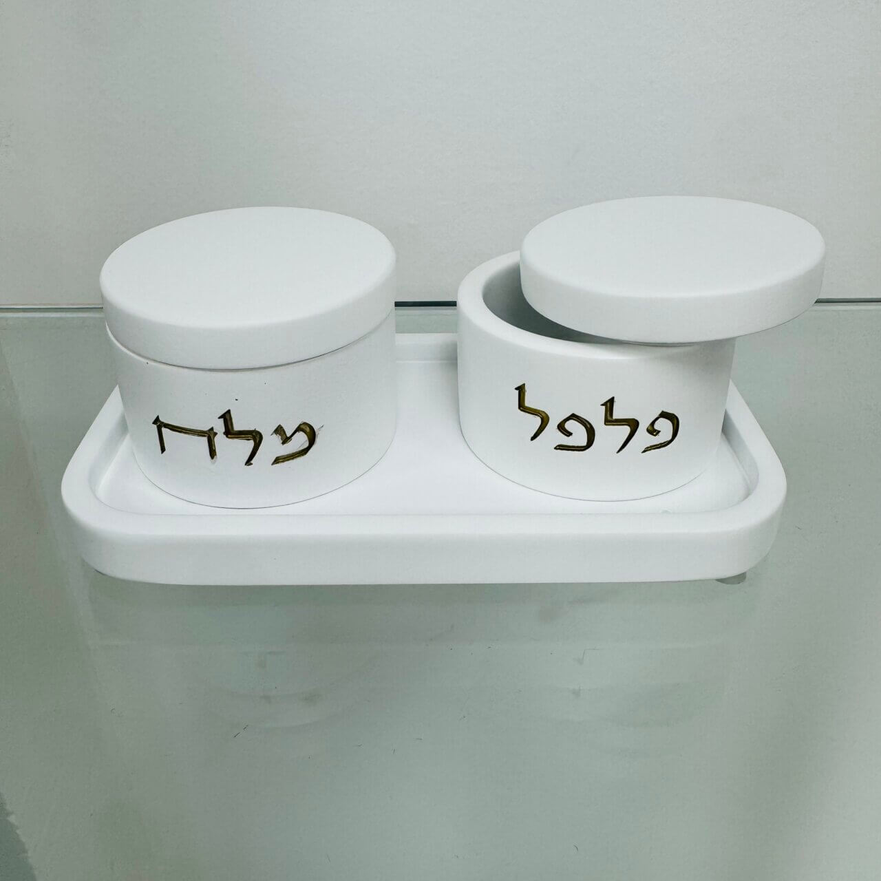 סט בטון- מלח פלפל לבן זהב