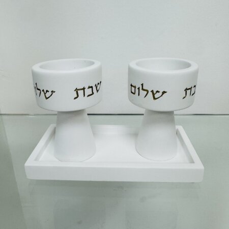 פמוטים בשילוב מגש "לבן זהב"