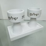 פמוטים בשילוב מגש "לבן זהב"