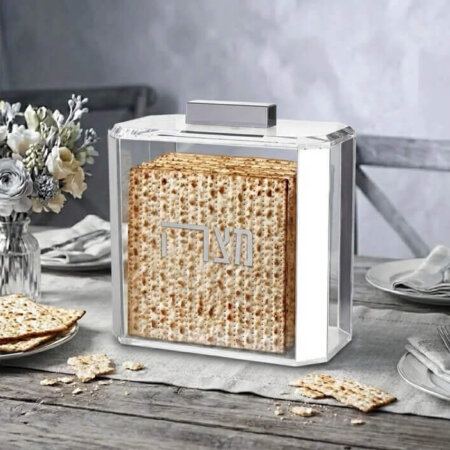 כלי למצה מאקריליק מהודר כסף דגם "אביב"