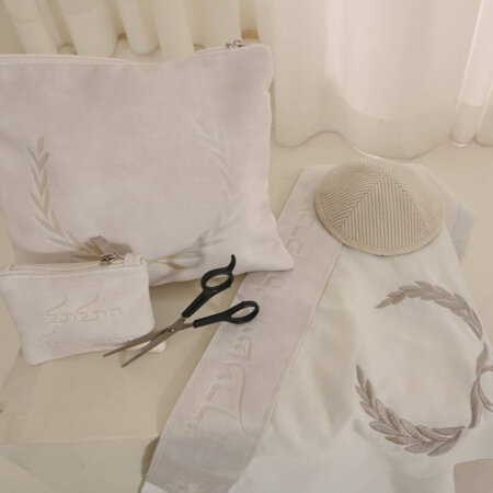 סט חאלקה דגם כנפיים חיתוך לייזר צבע אפור אבן