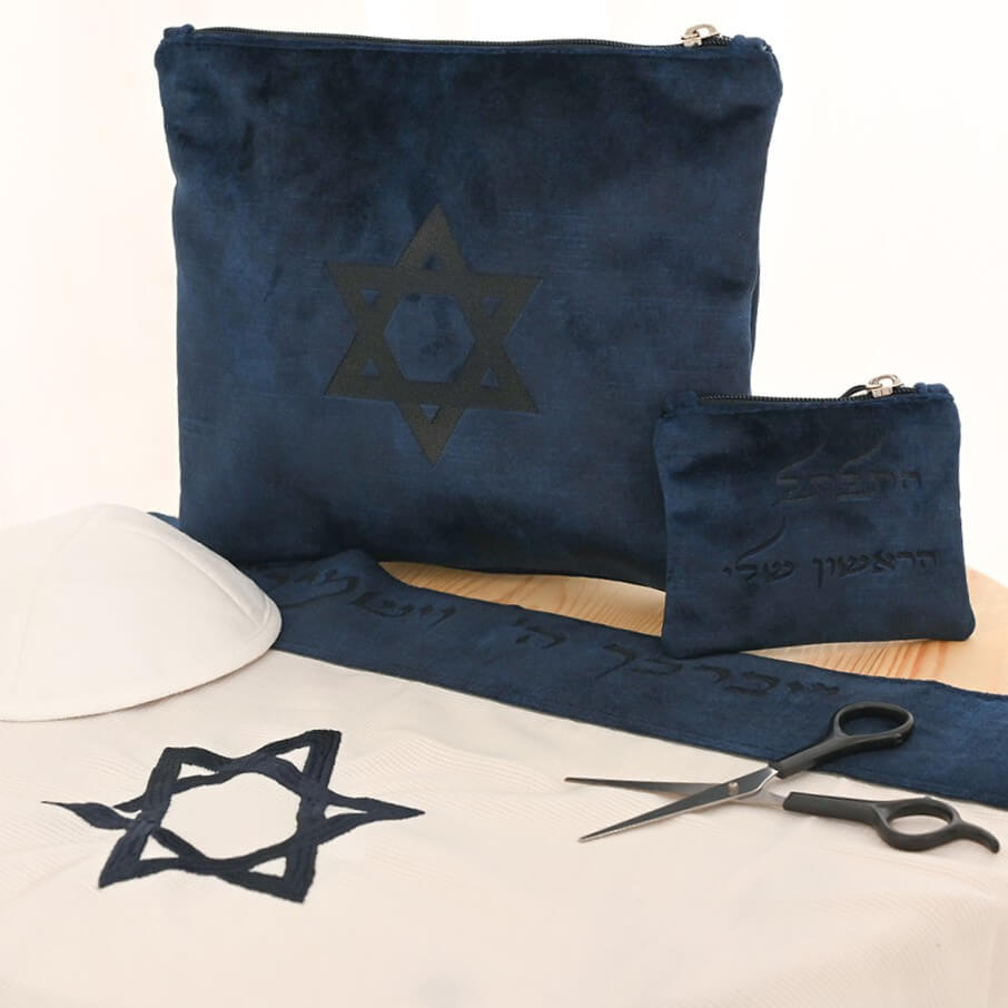 סט חאלקה דגם מגן דוד חיתוך לייזר צבע כחול סט חאלקה דגם מגן דוד חיתוך לייזר צבע כחול