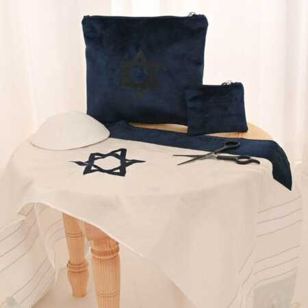 סט חאלקה דגם מגן דוד חיתוך לייזר צבע כחול