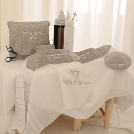 סט חאלקה פרמיום דגם ריאן -פשתן שמנת