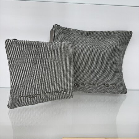 כיסויים לטלית ולתפילין מבד דגם "ישמח ישראל" אפור עכבר