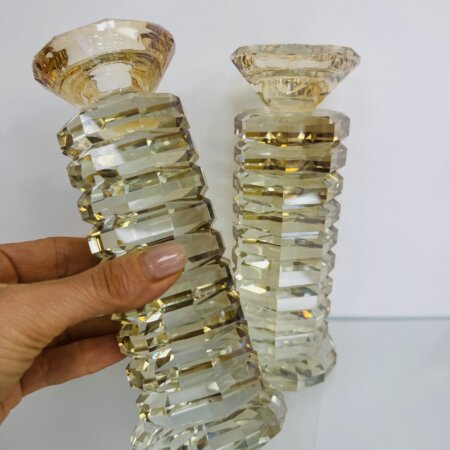 פמוטי קריסטל "לב הנחל" זהב