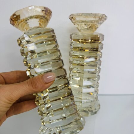 פמוטי קריסטל "לב הנחל" זהב