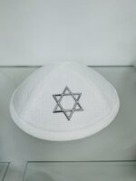 כיפה דגם "מגן דוד" לבן כסף