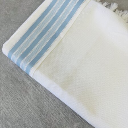 טלית צמר דגם "דויד" פסים תכלת טלית צמר דגם "דויד" פסים תכלת