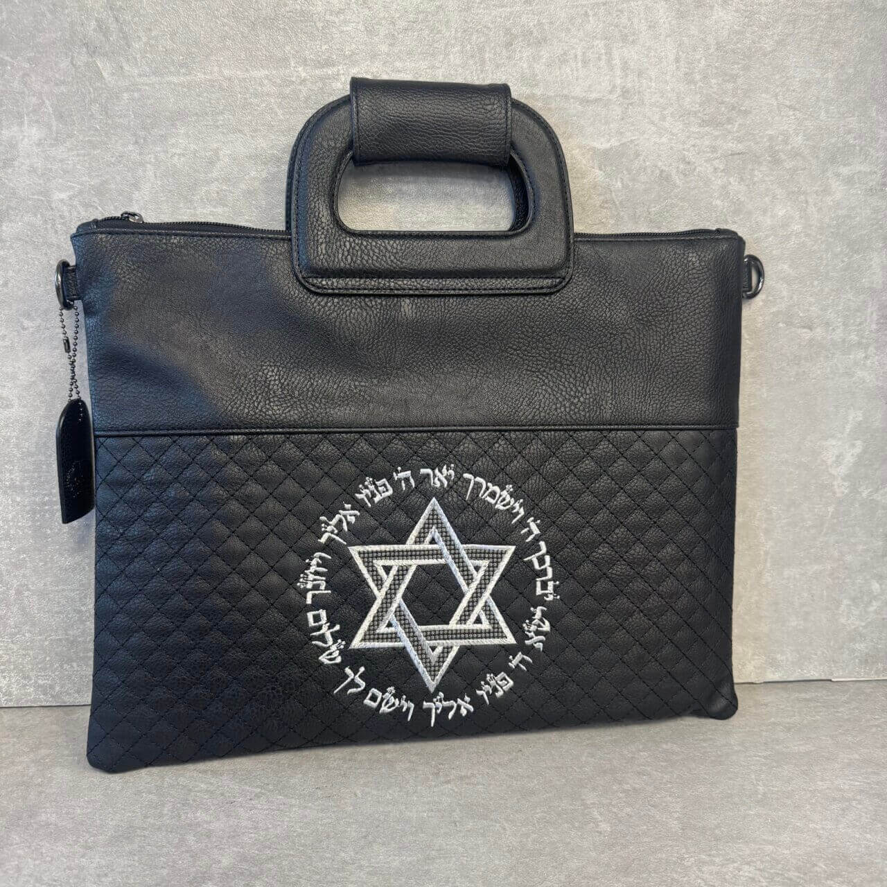 סט תיקים לטלית ולתפילין דגם "פורת" מגן דוד שחור